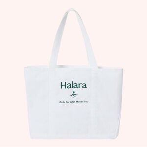 Halara Letter Print Casual White Large Basic Beach Canvas Tote Bag NWT OS